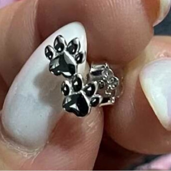 🐾 S925 Sterling Silver Paw Print Earrings NWT - Picture 4 of 7